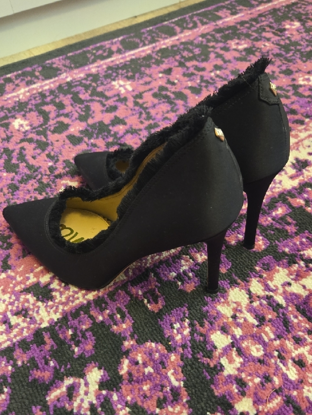 Sam Edelman Black Pointed-Toe Fringe Pumps - Picture 2 of 3